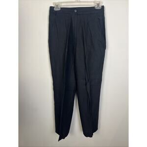 Vintage Louben Pants Trouser Size 6 Black Straight Leg 100% Linen